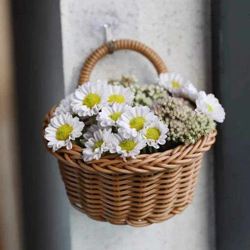 Wall-mounted Vegetable Basket Fruit and Sundry Basket Weave Storage Basket Kitchen Storage Home Decoration