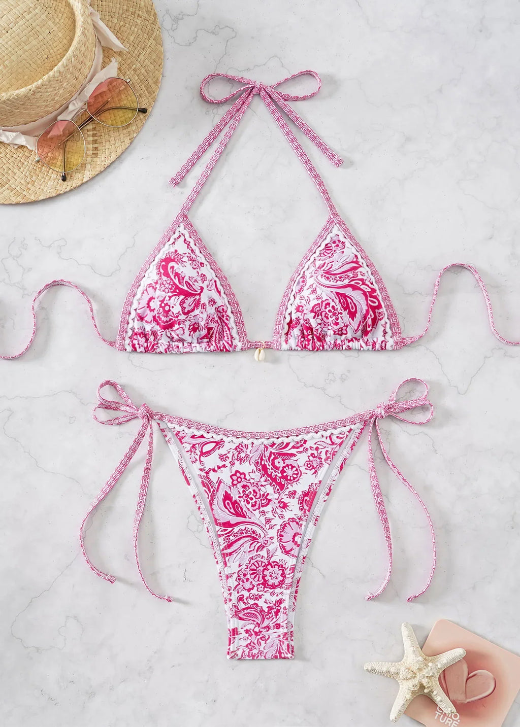 2026 Floral Push Up Triangle Bikini  Brazilian Set
