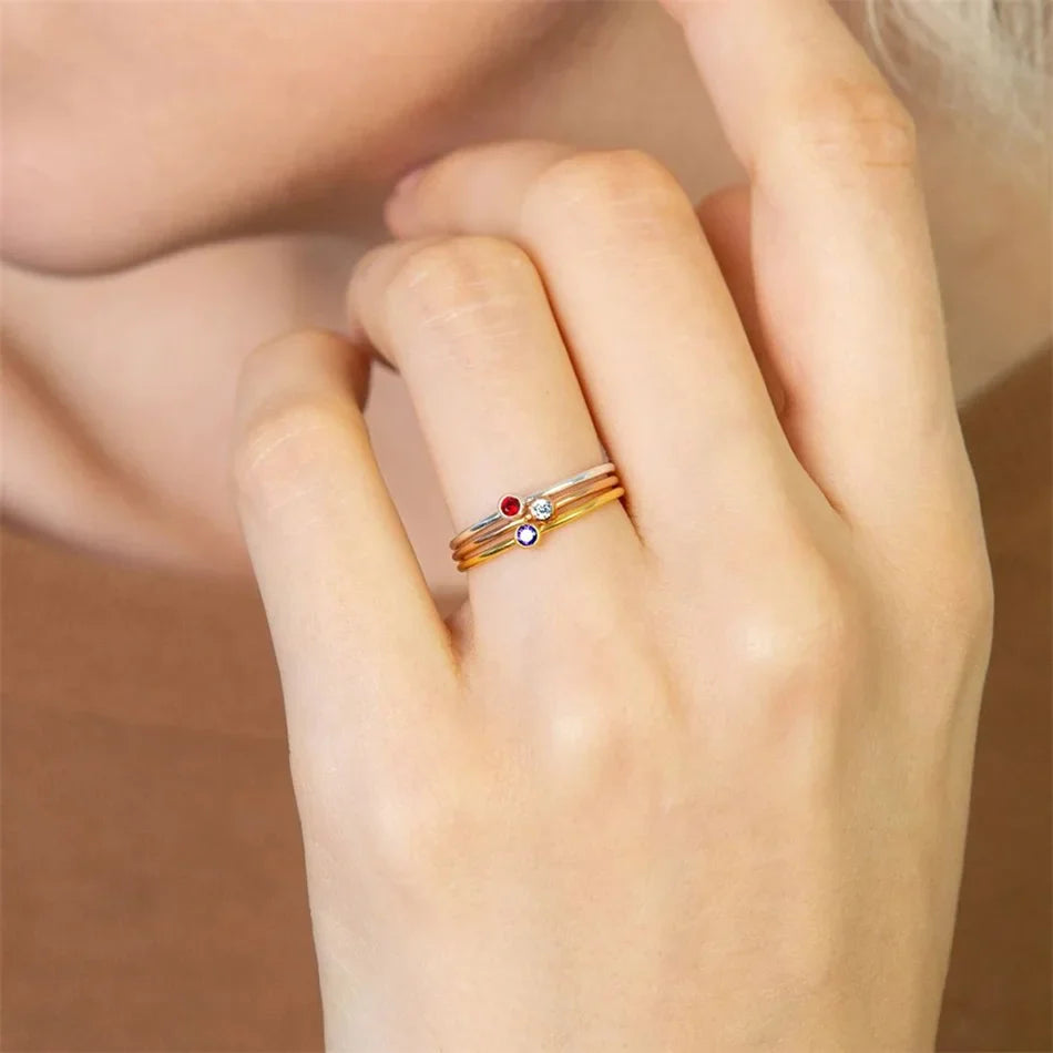 14k Gold Plated Stainless Steel Birthstone Ring