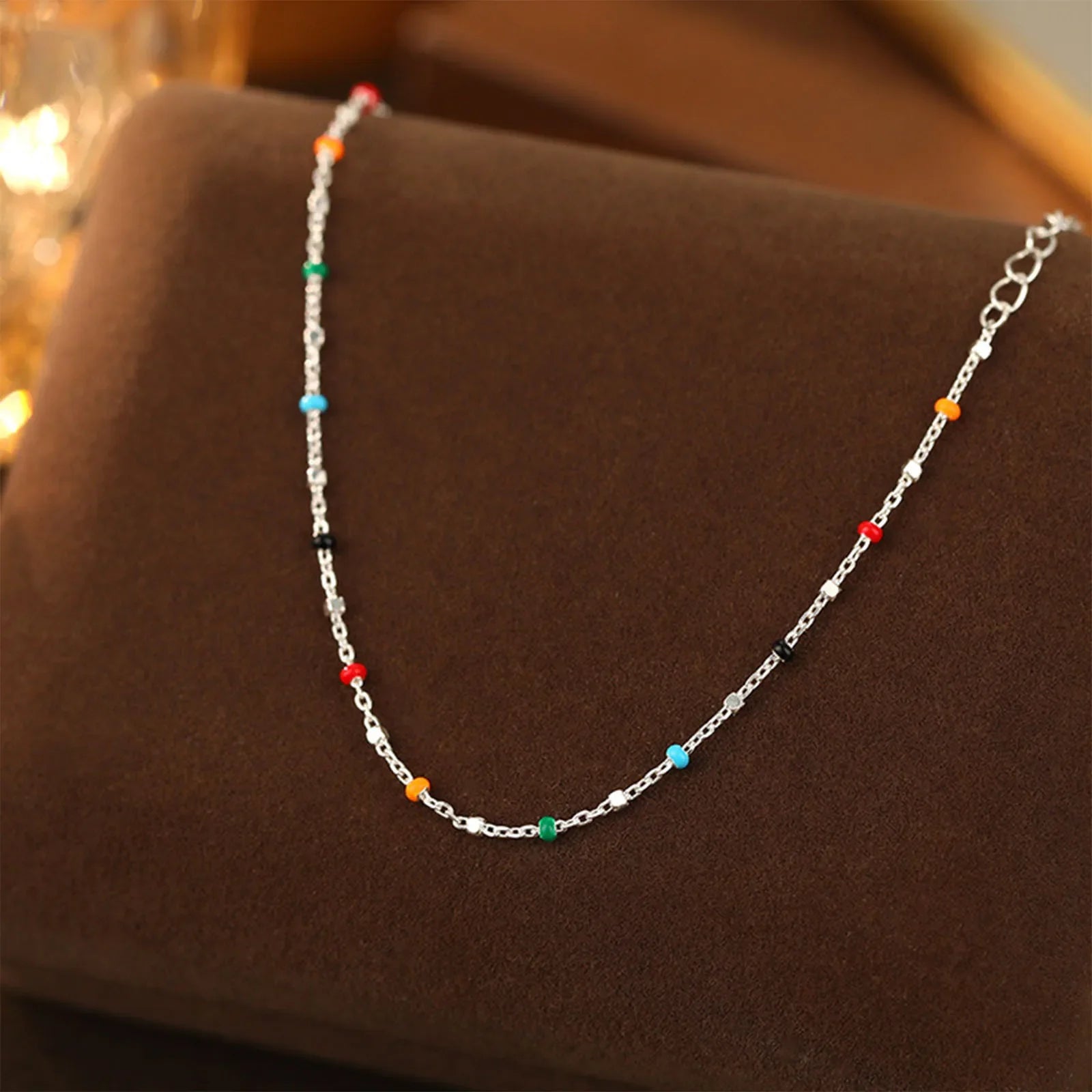 S925 Silver Dopaamine Colored Bean Bracelet Women's Popular INS Summer Niche Thin Fashion Jewelry Trendy Accessory