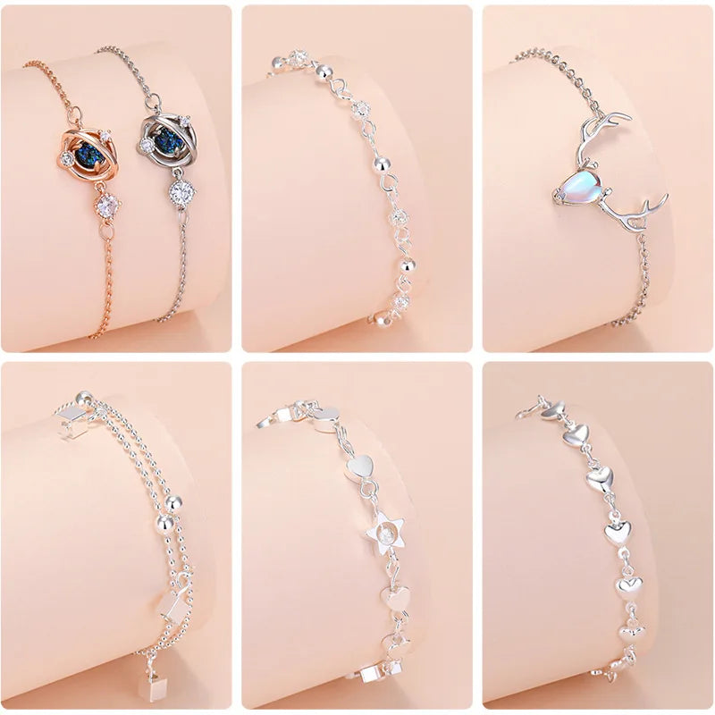 925 Sterling Silver Lucky Bead Charm Bracelets Woman Couple Chain Round Bangles Luxury Jewelry Accessories Wholesale