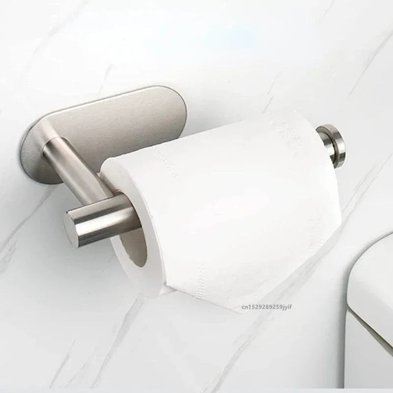 Self-Adhesive Toilet Paper Holder – No-Drill Stainless Steel Roll Holder with Shelf