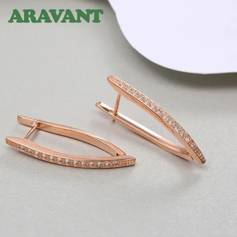 Aravant 925 Silver 18K Gold Wedding Crystal Earrings For Women Fashion Party Jewelry