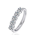 NeeTim Full 4mm Moissanite Ring for Women 5 Stones Diamond Wedding Band Bride S925 Sterling Silver with White Gold Plated Rings