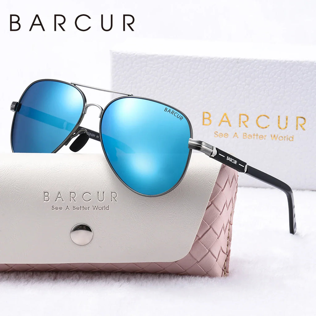 Oversize Polarized Sunglasses Women's Metal Elliptical Frame