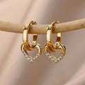 Stainless Steel Irregular Heart Texture Stud Earring for Women Gold Color Heart Wedding Aesthetic Earring Jewelry Accessories