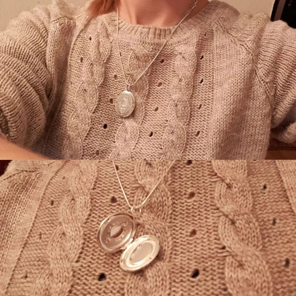 925 Sterling Silver Oval Round Photo Frame Pendant Necklace 18/20-28/30 Inch Snake Chain For Woman Man Wedding Jewelry
