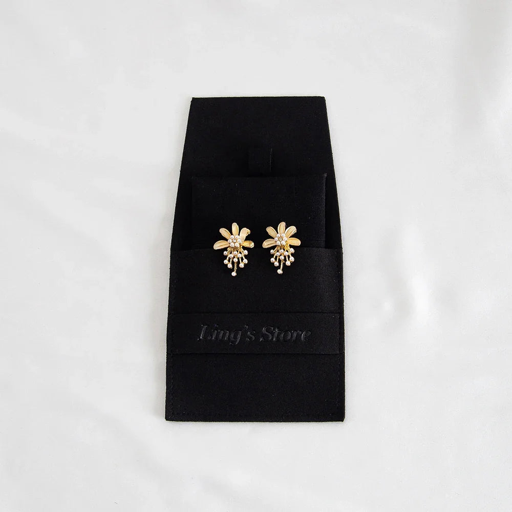 20/50/100pcs Personalized Logo Jewelry Microfiber Strip 8x8cm Bag Insert With 6x6cm Pad Card For Earrings Studs Necklace Pendant