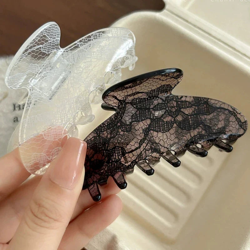 8.5Cm New Korean Woman Senior Lace Pattern Hair Claw Barrettes Girl Fashion Hair Clips Hair Headwear Hair Accessories Hairpins