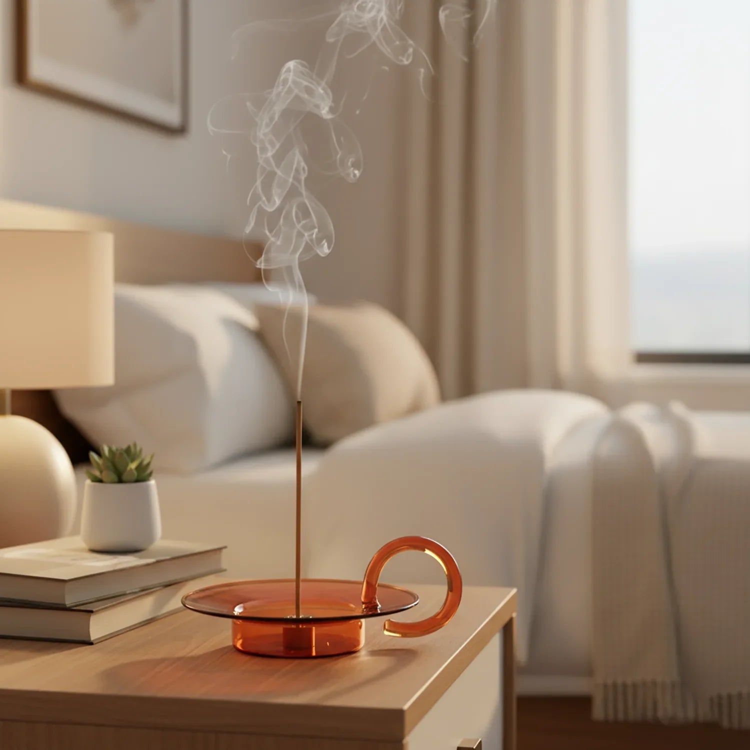 Glass Incense Holder Brass Nine-hole Incense Stick Holder with Glass Ash Catcher Incense Burner for Meditation Yoga Spa