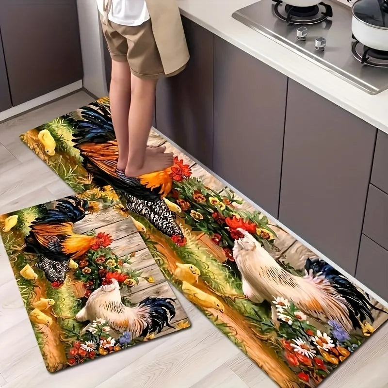 VIKAMA Chicken Kitchen Carpet Soft and Comfortable Laundry Room Floor Mat Entrance Corridor Carpet Home Decoration