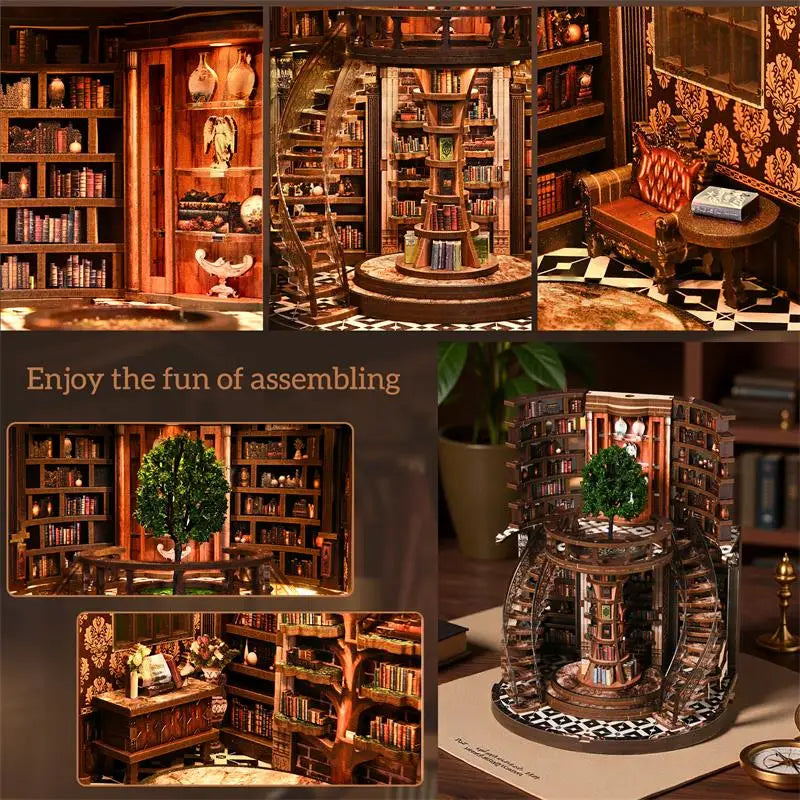 Wisdom Ring 3D Miniature Library DIY Wooden Book Nook Diorama - Image 6