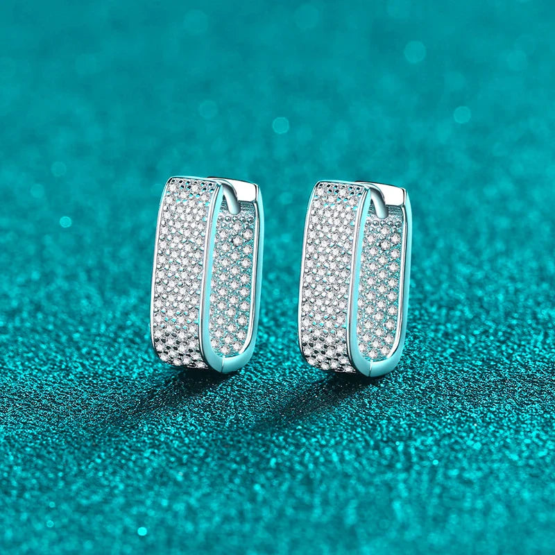 NeeTim Full D Color Sparkling Moissanite Earrings 925 Sterling Silver Classic Shining Hoop Earrings For Women Wedding Jewelry