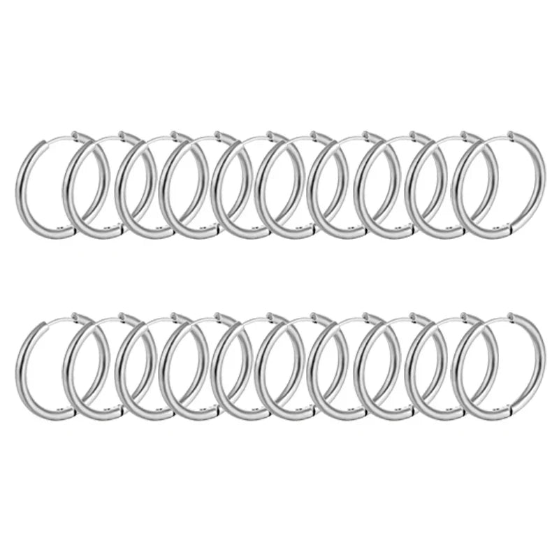 10/20Pcs Minimalist 316L Stainless Steel Small Hoop Earrings For Women Man Classic Round Earrings Fashion Ear Piercing Jewelry