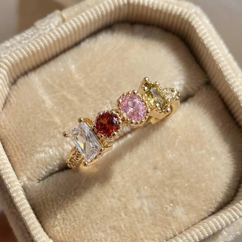 925 Sterling Silve Cubic Zirconia Women Rings for Wedding Party Luxury Gold Color Bright Female Rings Party Trendy Fine Jewelry