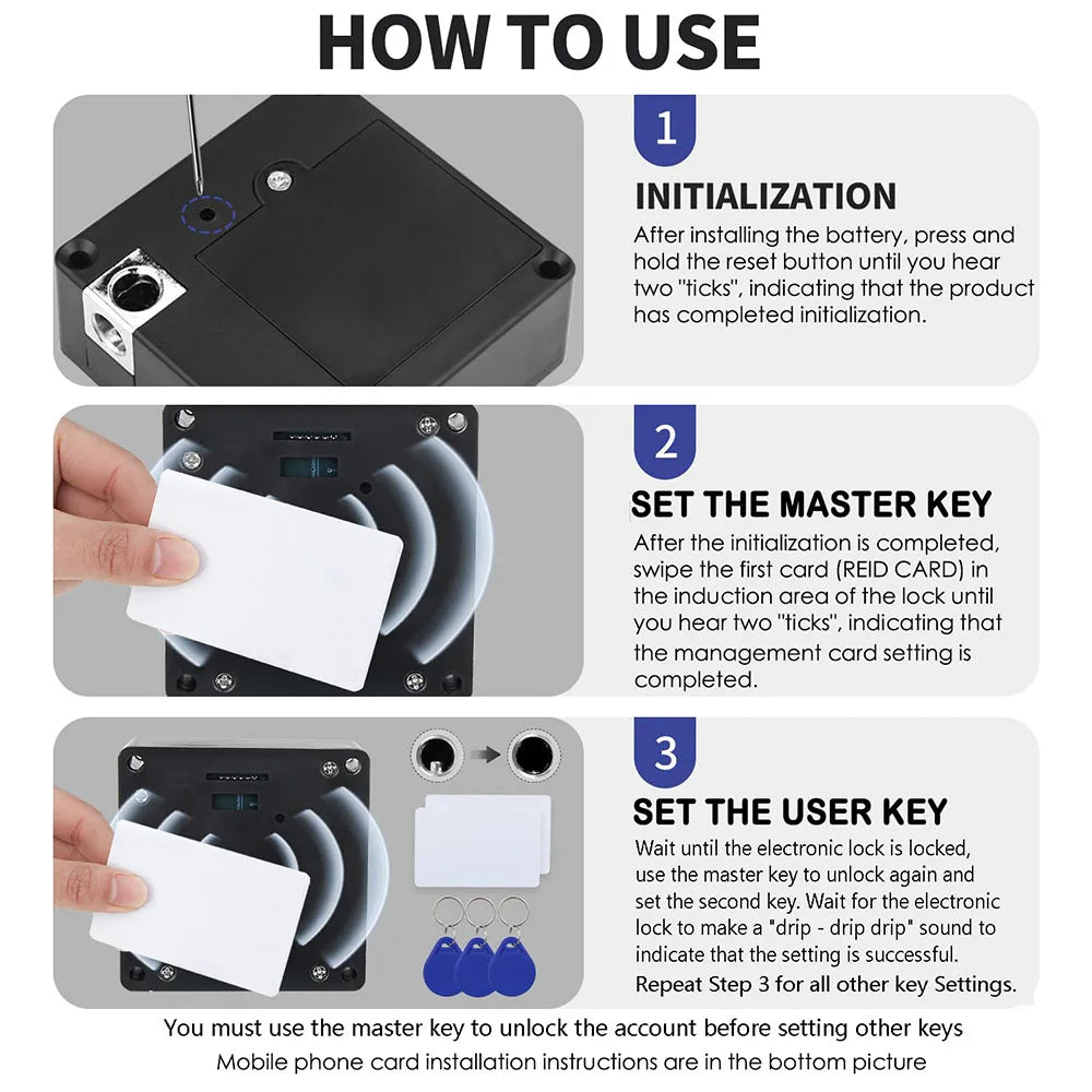 Invisible RFID Cabinet Lock, Hidden Electronic Lock for Wooden Cabinets