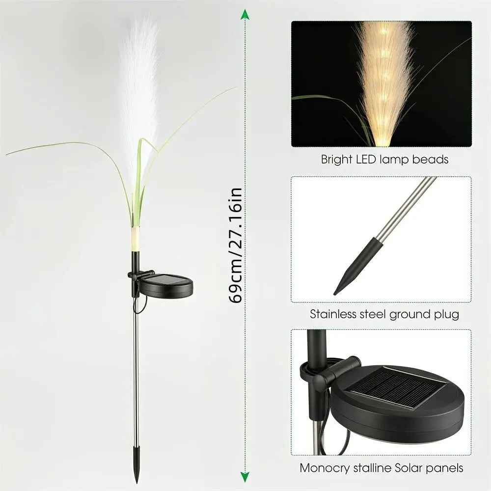 1PC LED Solar Powered Reed Lawn Lamp Outdoor Garden Stake Light,Ideal Decoration Landscape Lighting For Garden,Lawn,Yard,Pathway