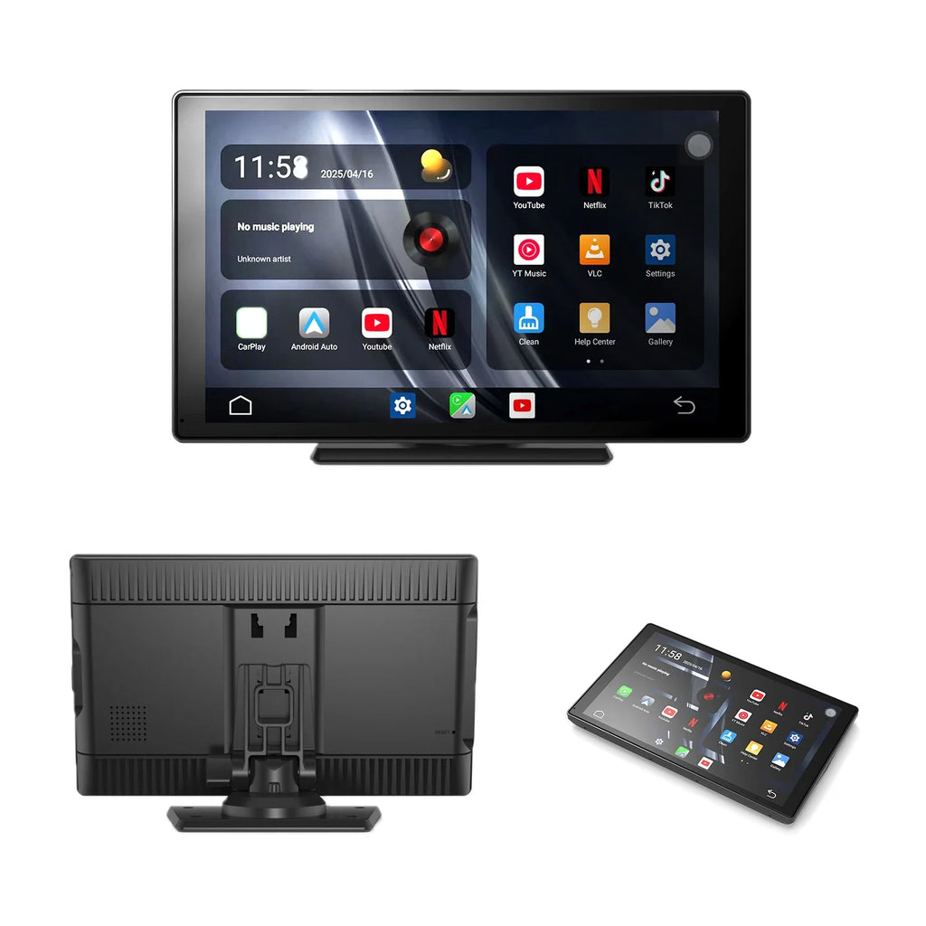 9 Inch Portable Wireless CarPlay Screen, Apple CarPlay and Android Auto Touch Display