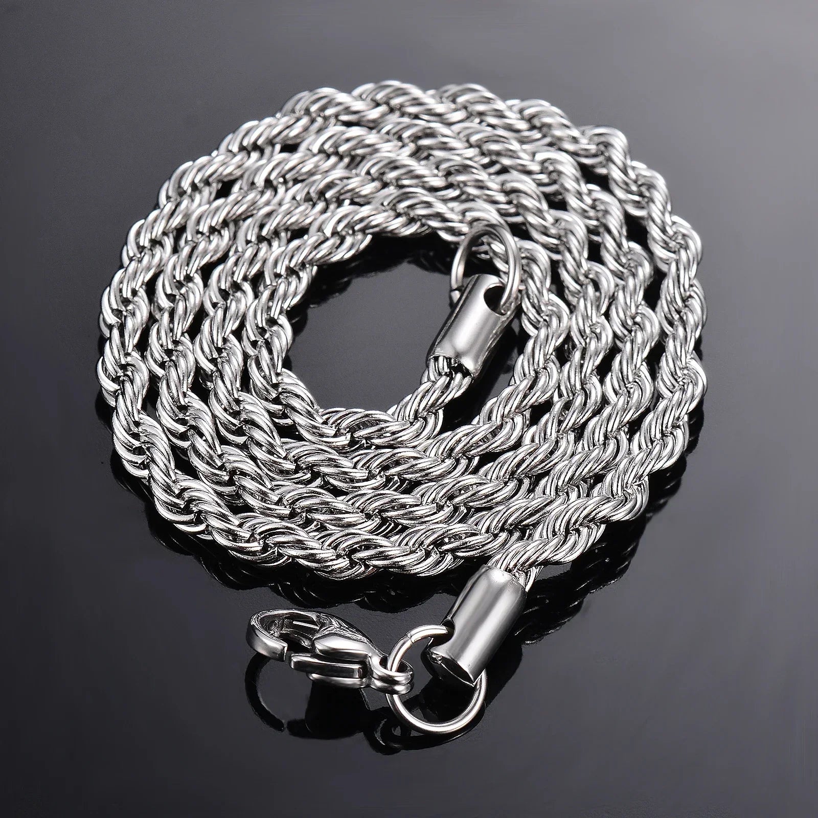 1 Pcs 925 Sterling Silver Width 2/3/4MM Rope Chain Necklace/Bracelet For Men Women Men Fashion Chain Necklace