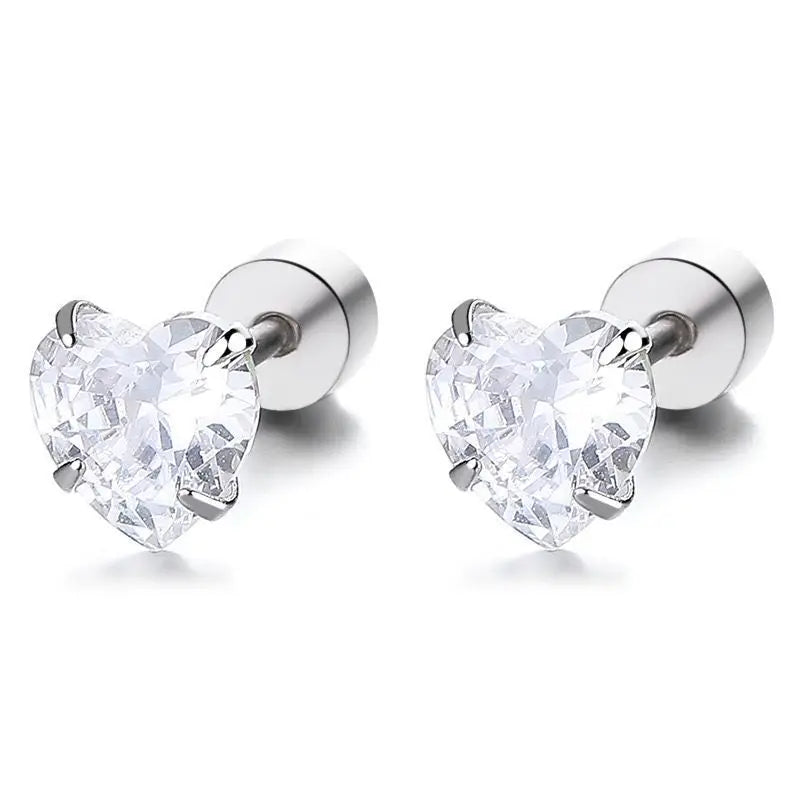 S925Silver Love zircon earrings for women, fashionable and simple ins, heart shaped earrings, personality and temperament