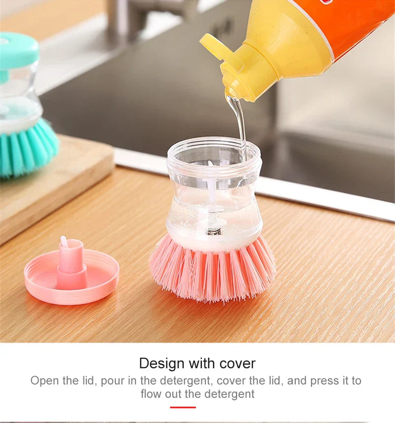 EasyClean Duo Brush Soap & Scrub in One Kitchen Soap Dispensing Cleaning Brush