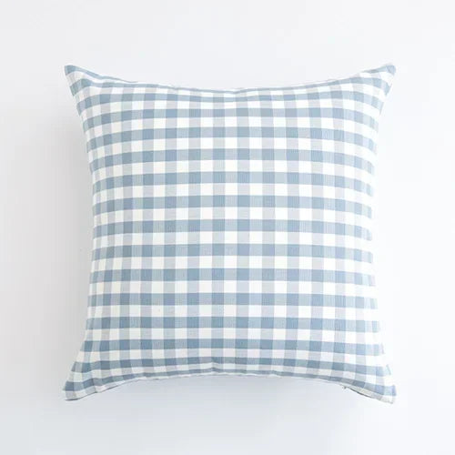 VIKAMA 1pc Light Blue Baby Pillow Cover, Plaid Home Decor, Sofa Cushion Cover Suitable for Sofa and Interior Home Decoration
