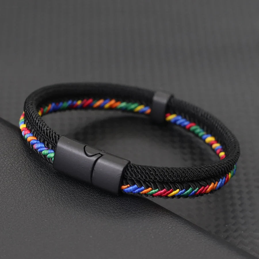 Noter New Personalized Handmade Rope Bracelet For Men Detachable Buckle 4 Colors Grade A Ethnic Fabric Bangle Pulseria Homme
