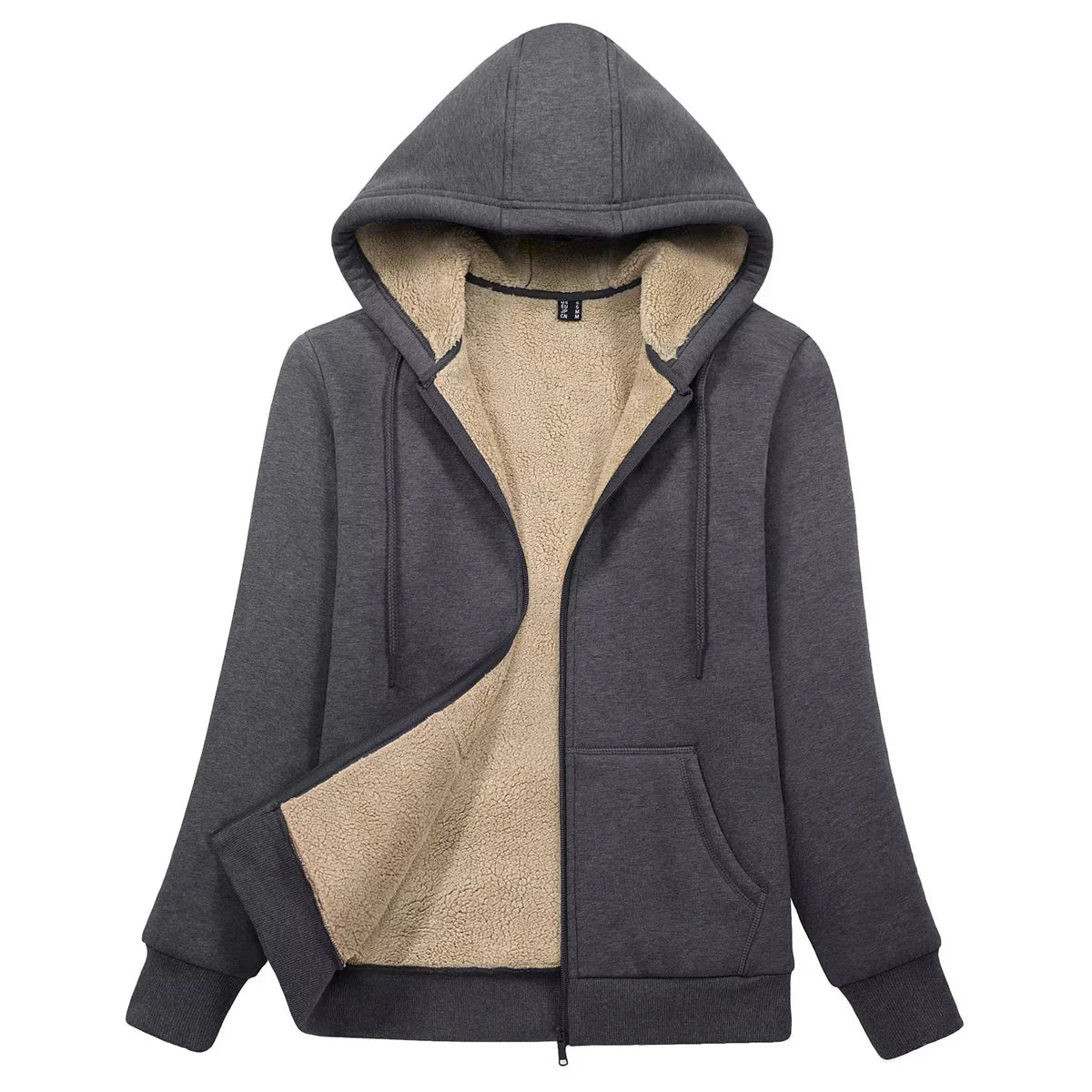 Women's Blue Sherpa-Lined Fleece Zip-Up Hoodie Jacket - Image 18