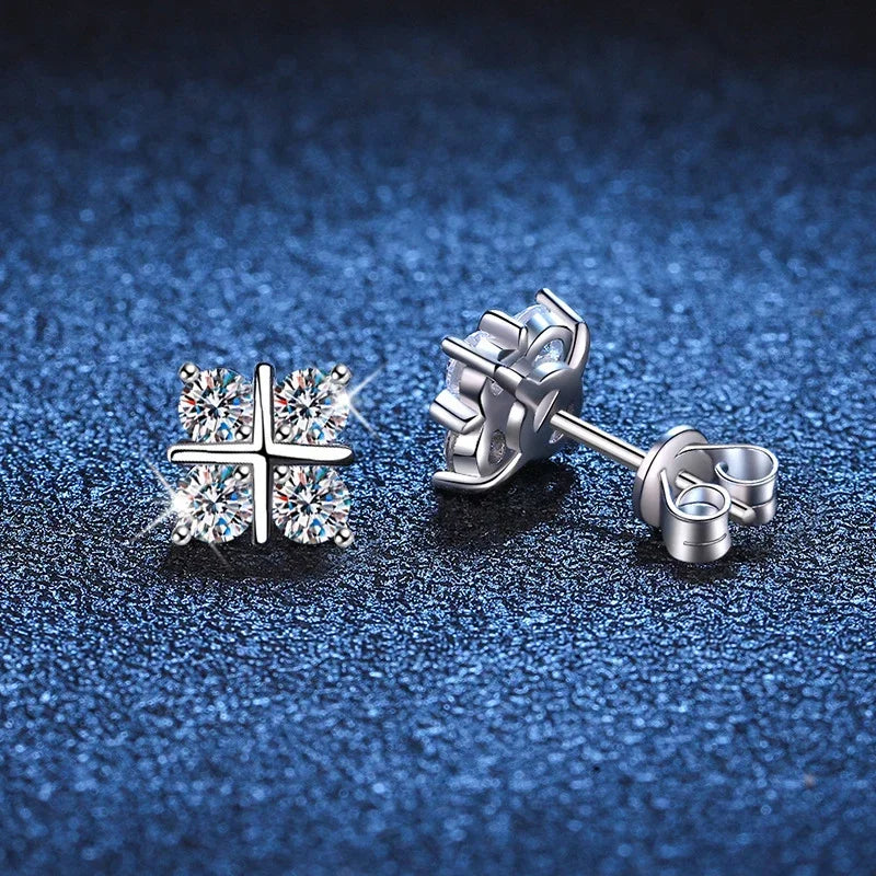 NeeTim D Color Moissanite Stud Earrings For Women Top Quality 925 Sterling Silver Sparkling Diamond Engagement Wedding Jewelry