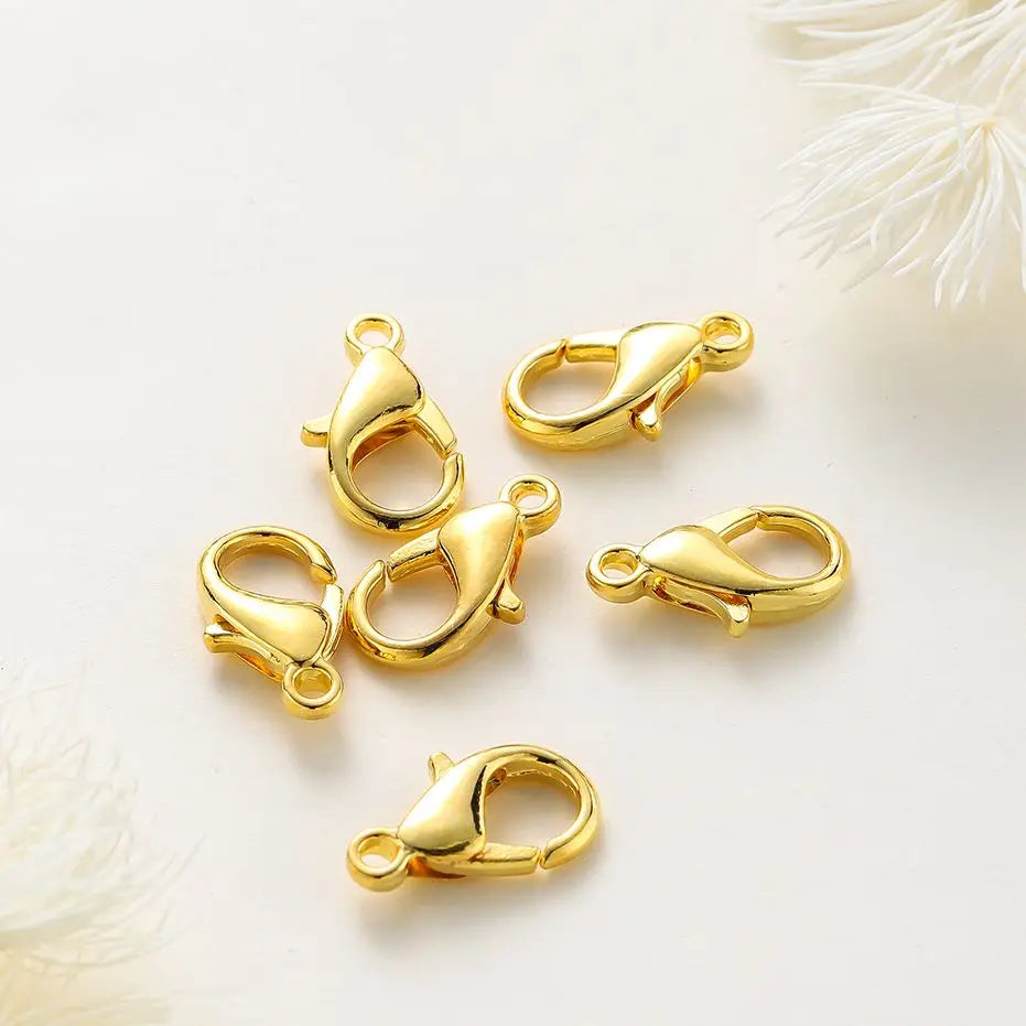 10pcs/lot 14K 18K Gold Plated Necklace Extender Chain Lobster Clasps Jump Ring Connectors Clips For DIY Jewelry Bag Craft Making