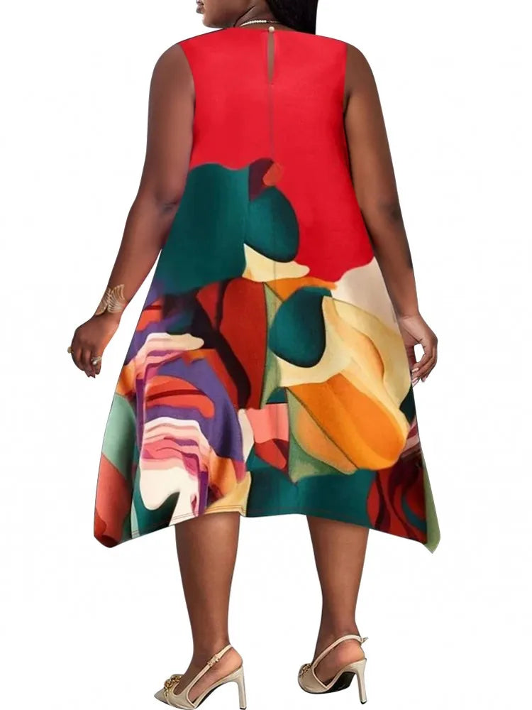 Women's Plus Size Sleeveless Midi Dress - Casual