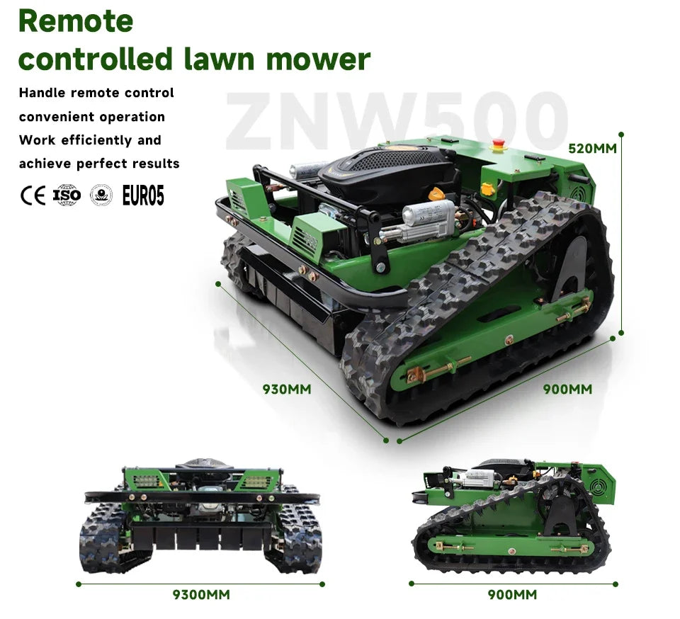 Remote Control Lawn Mower, 9.5HP Petrol, 500mm Cutting Width, All-Terrain Slope Mower