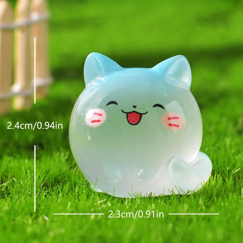 5/20Pcs Luminous Mini Cat Micro Landscape Desktop Ornaments Glow At Night Animal Figurines Home Car Decorations DIY Accessories