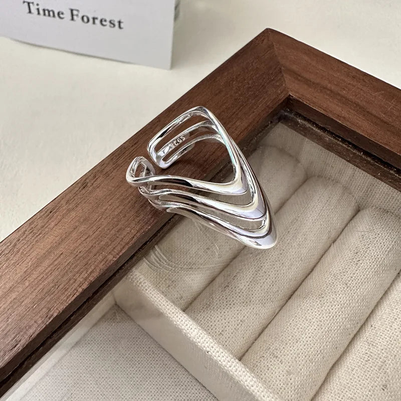 925 Sterling Silver Three Layers Dresses Simple Rings For Women Couple Luxury Quality Jewelry Beautiful Accessories Money 925