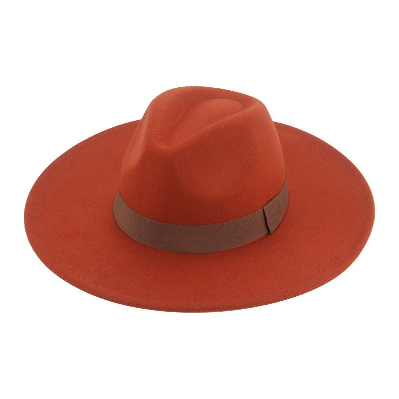Elegant Wide Brim Fedora Hat Retro Style Dress Cap for Women