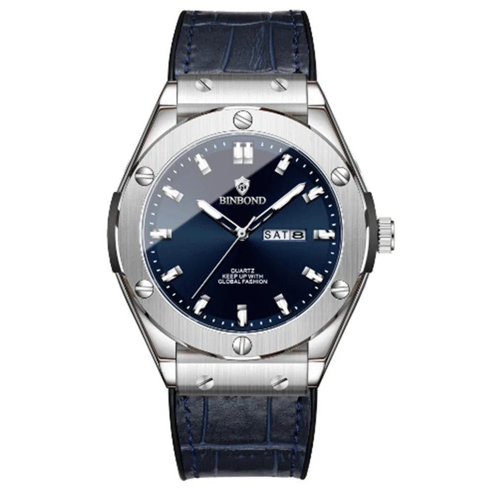 Man New Casual Business Leather Clock Men Luxury Watch Automatic Watches Mens Top Fashion Quartz Wristwatches Relojes De Hombre