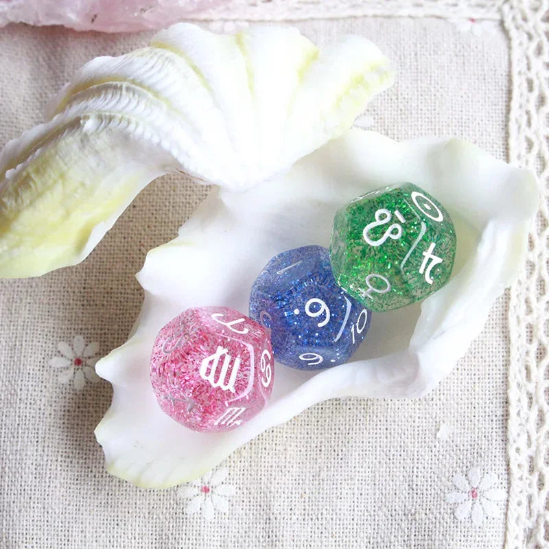 3pc/set Pearl/Transparent 12-sided Astrology Zodiac Signs Dice  Constellation Divination 22*22mm Dice