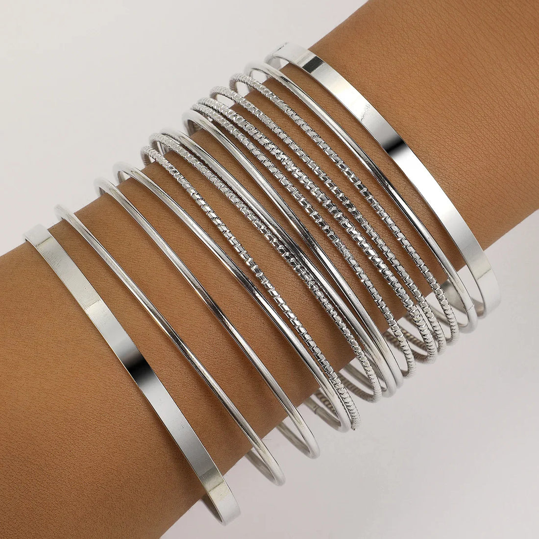 14 Pcs Trendy Exaggerated Metal Bracelet Set For Women Boho Thick Charm Curb Cuban Bracelet Bangles Fashion Jewelry Gift 2024