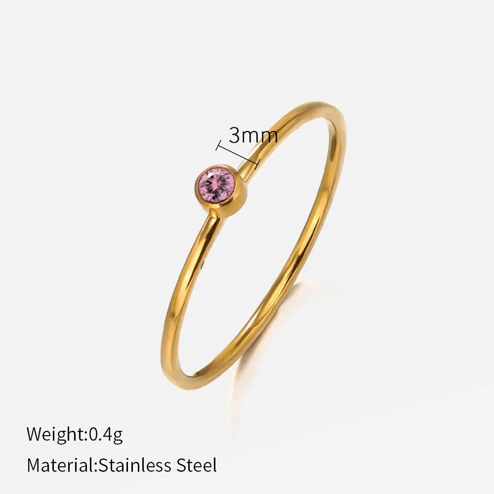 14k Gold Plated Stainless Steel Birthstone Ring