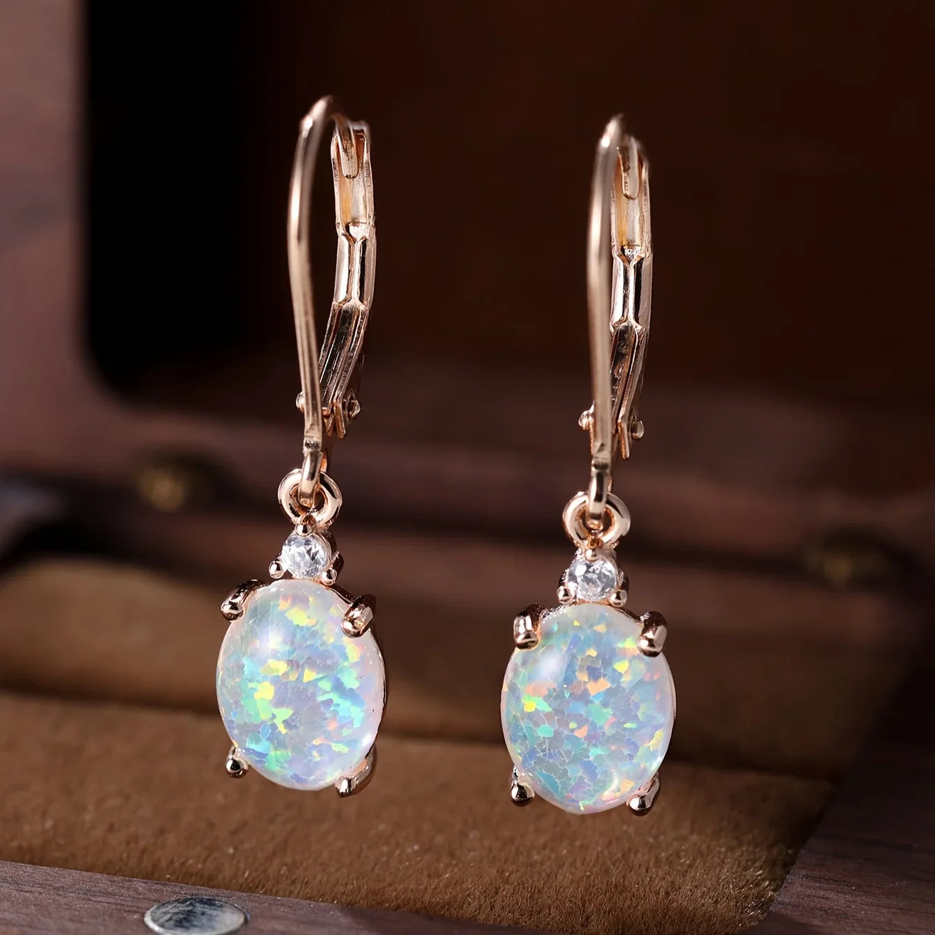 S925 Silver round Crystal Pearl Mother-of-Pearl Earrings with Green Flame Crystal Plated Iridium Golden Women's Design