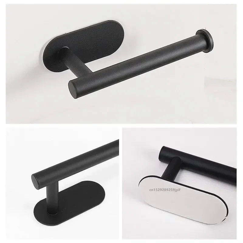 Self-Adhesive Toilet Paper Holder – No-Drill Stainless Steel Roll Holder with Shelf