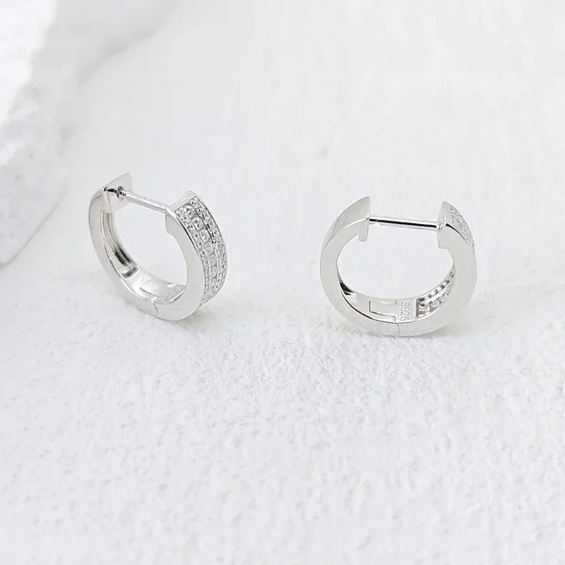 NeeTim Hoops s925 Sterling Silver Full Real Moissanite Earrings Women Sparkling Dimoand Earring Jewelry Gift Certificate