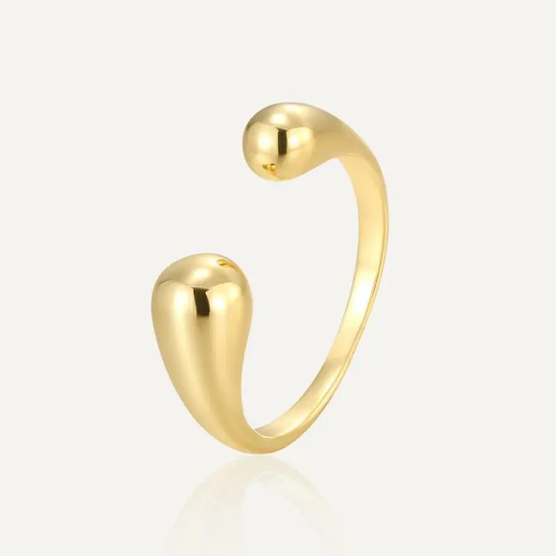 925 Sterling Silve Smooth Double Ball Beads Rings For Woman Adjustable Gold Color Geometric Wedding Couple Rings Fine Jewelry