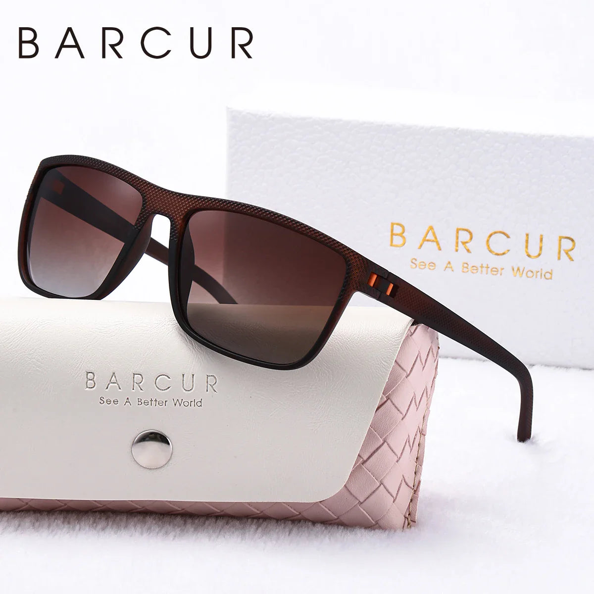 Trendy Square Polarized Sunglasses for Women White Pink Frame