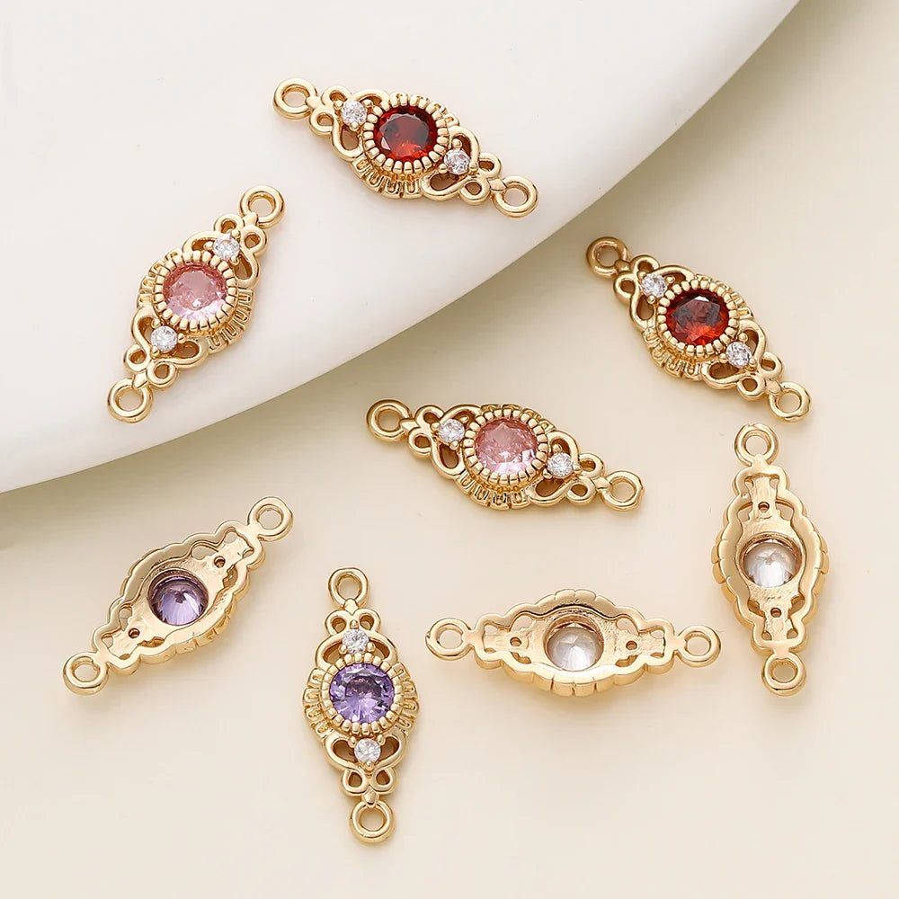 5/10Pcs/Pack 18K Gold Color Plated Metal Brass 2 Holes Oval Connector Pendants for DIY Necklace Jewelry Making Accessories