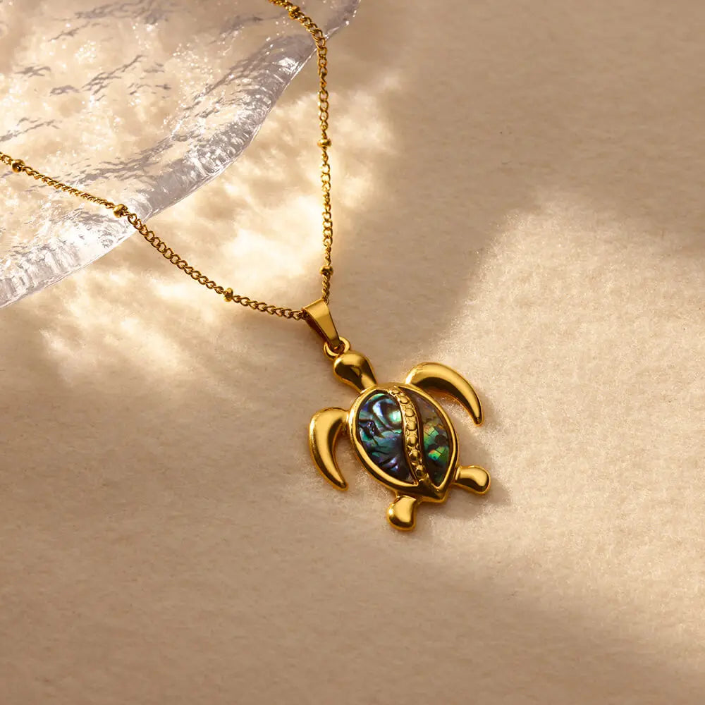 Summer Beach Turtle Necklace for Women Stainless Steel Chain Collar Pendant Necklaces Elegant Charm Jewelry Gift y2k Accessories