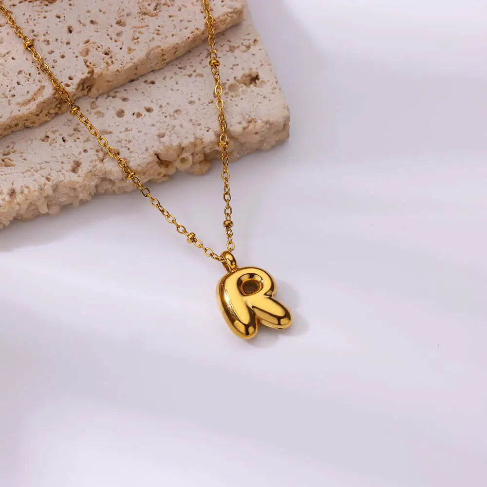 Vintage Initial Letter Necklaces For Women Stainless Steel Chain Collar Pendant Necklace 2024 New Wedding Couple Jewelry Gift