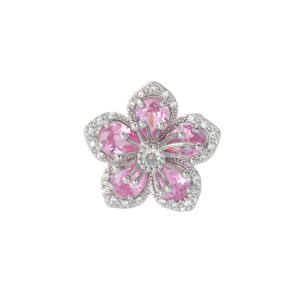 Pink Zircon Flower Rings for Women Gold Color Stainless Steel Ring 2025 Trend Elegant Floral Luxury Aesthetic Jewelry anillos