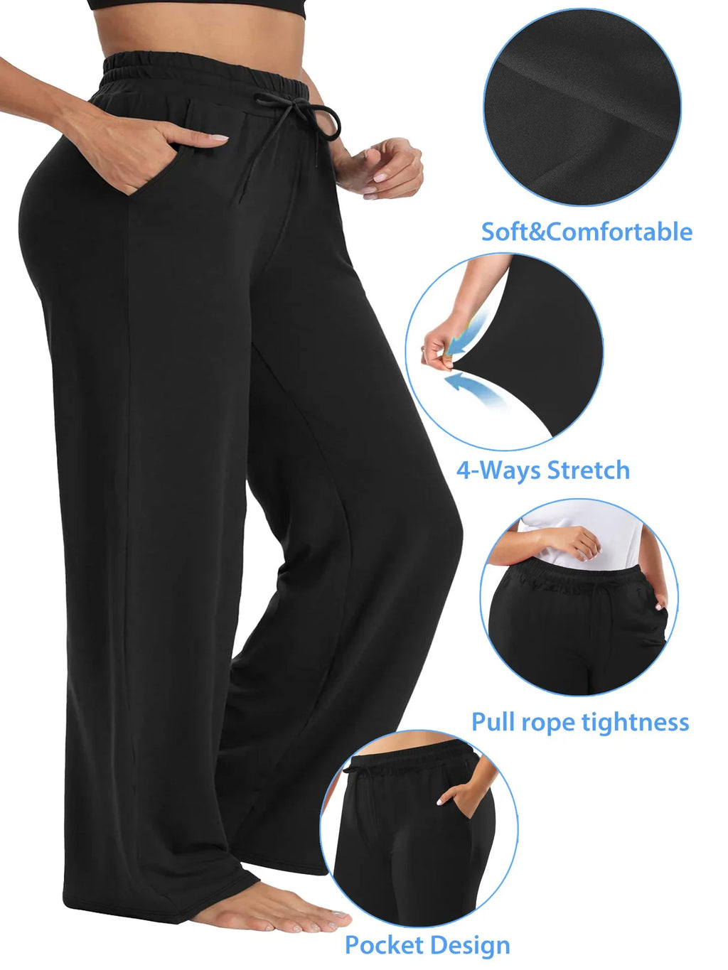 Wide Leg Lounge Trousers with Drawstring Waist and Pockets - Image 7