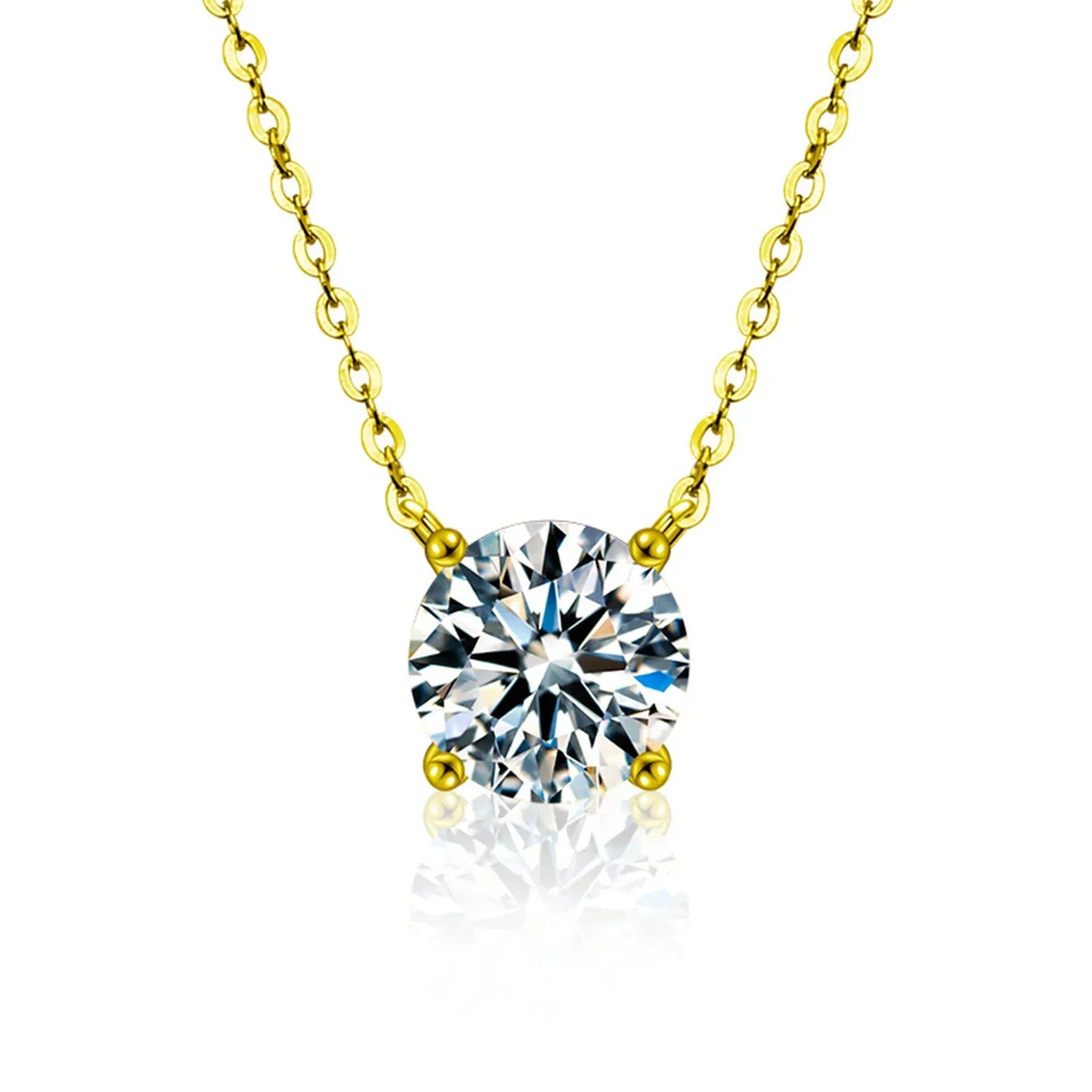 925 Sterling Silver 18k Gold Plated Necklace Versatile Single Sparkling Zircon Clavicle Chain for Women Wedding Jewelry